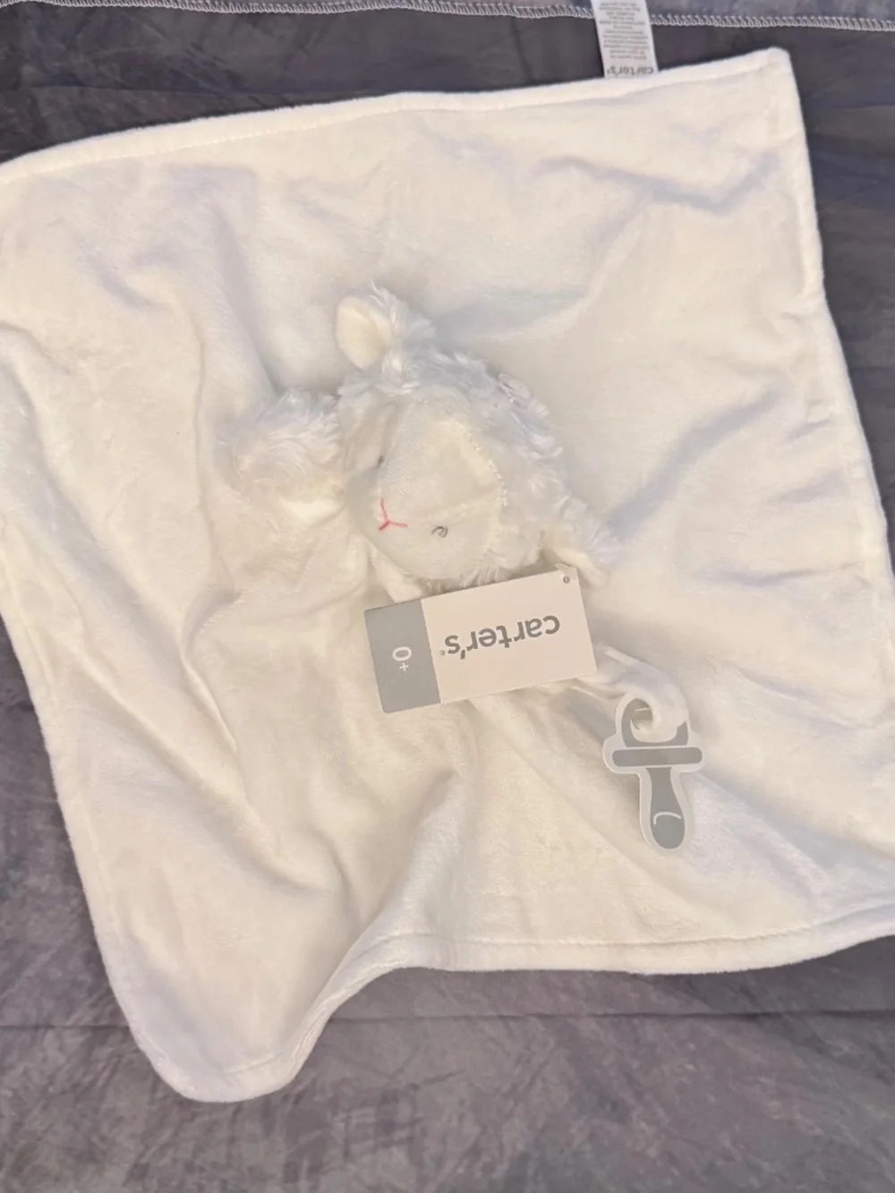 New Carters Pink White Fluffy Lamb Baby Lovey Security Blanket Nunu NWT